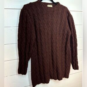 Thomas Burberry Unisex Vintage Brown Marbled Wool Long Knit Jumper Sweater